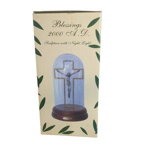Blessings 2000 A.D. Night Light Crucifix Cross In Glass Dome With Bethlehem Soil